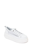 Kadın Beyaz Bağcıklı Kalın Tabanlı Deri Sneaker | Derimod