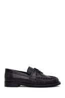 Woman Black Leather Masculine Loafers | Derimod