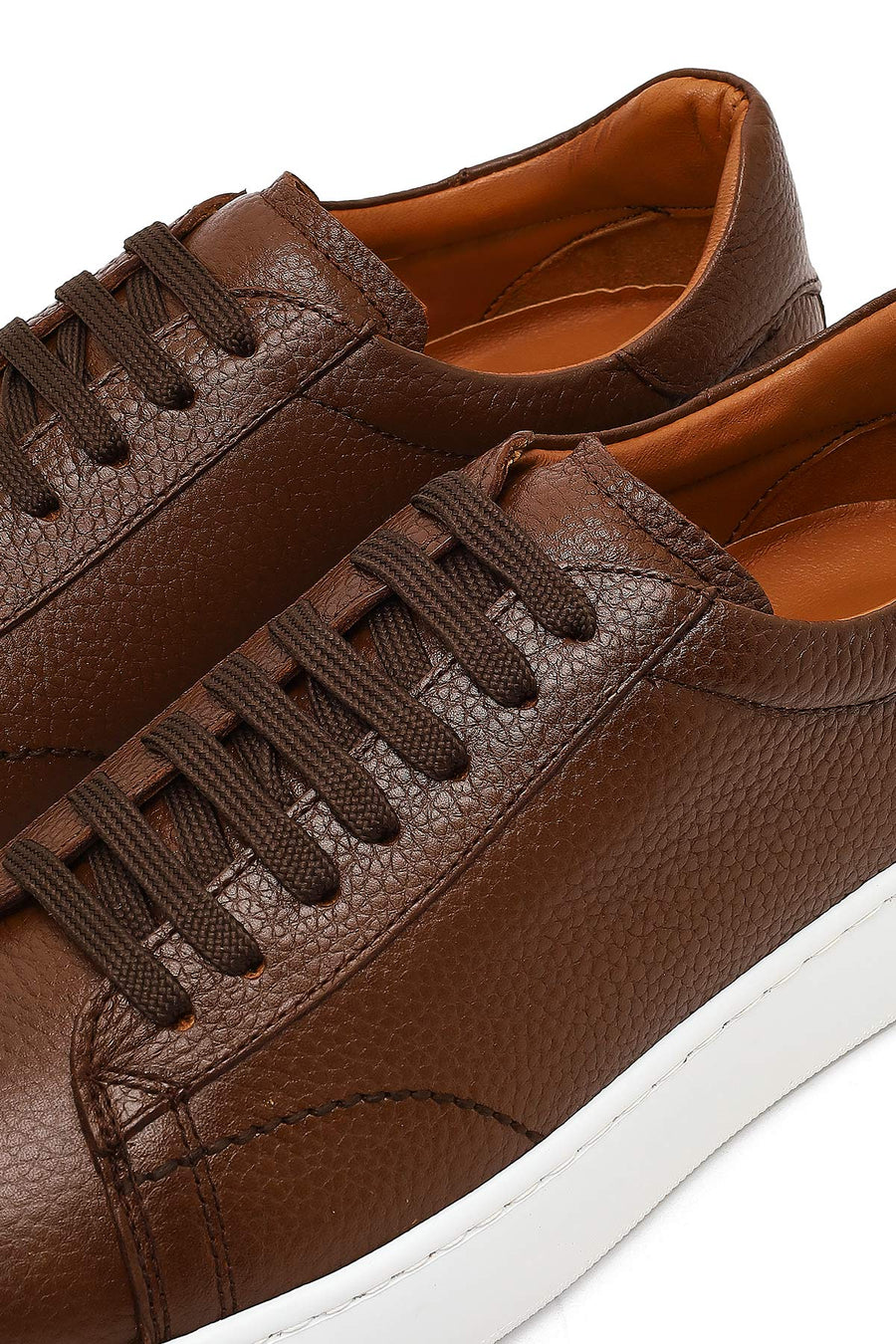 Men's Tan Lace-Up Thick Sole Leather Sneaker