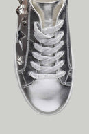Yıldız Detaylı Gümüş Kadın Deri Sneaker | Derimod