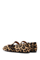 Women's Leopard Buckled Leather Ballerinas | Derimod