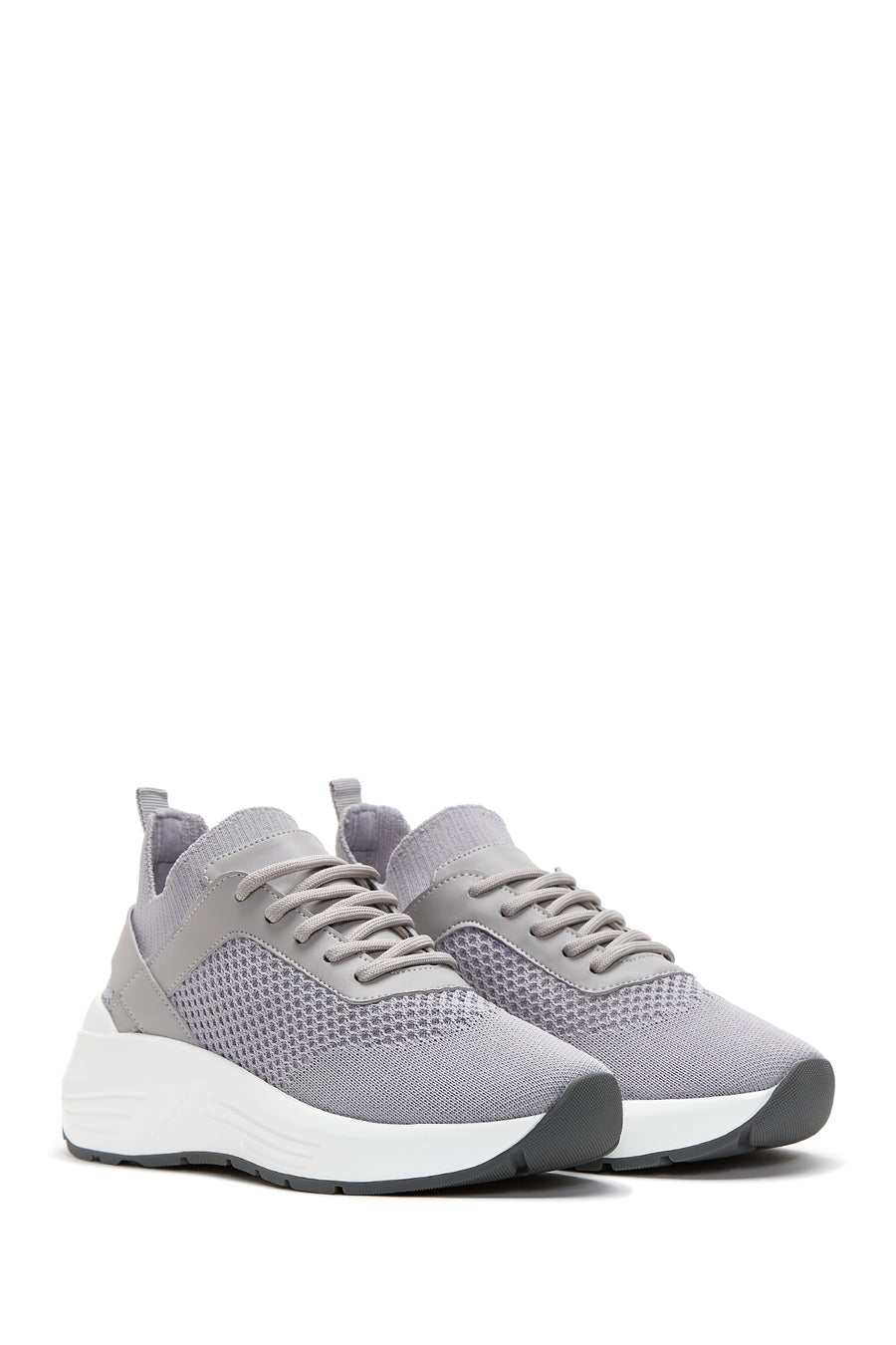 Kadın Gri Kalın Tabanlı Kumaş Sneaker