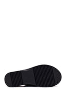 Women's Black Thick Soled Leather Comfort Slippers | Derimod
