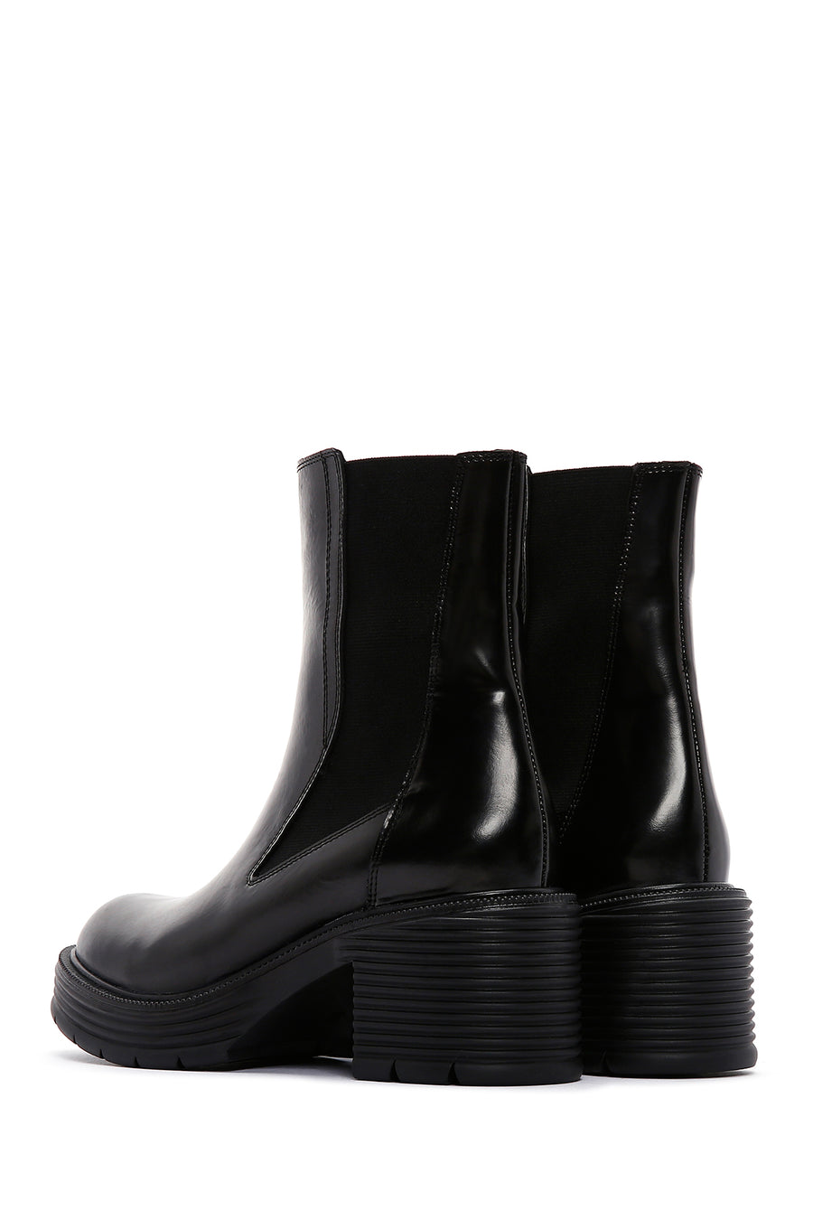 Women's Black Leather Heeled Chelsea Boots