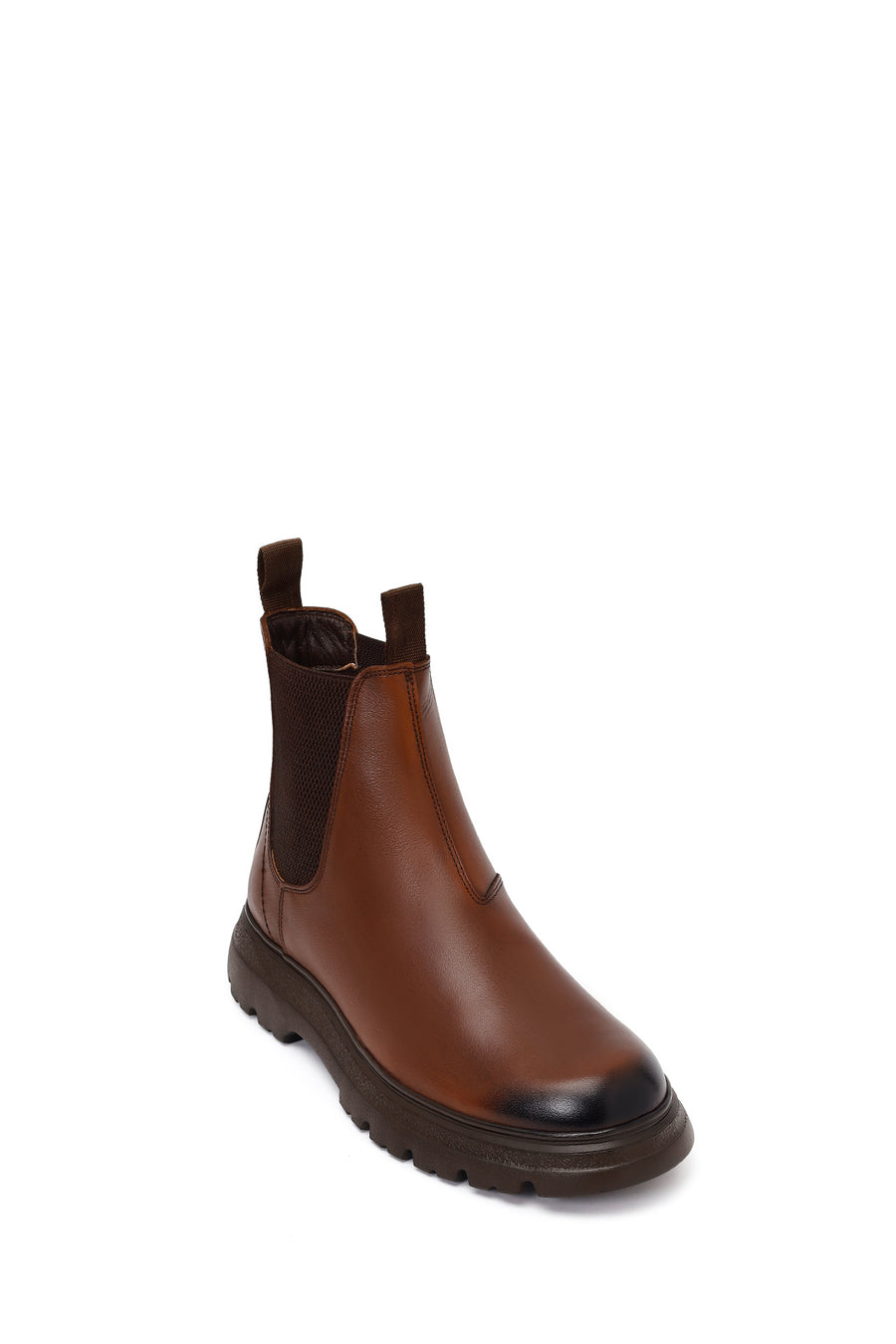 Male Tan Chunky-Soled Leather Chelsea Boots