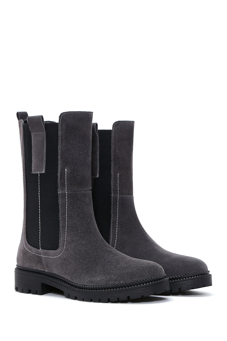 Women's Anthracite Suede Leather Chelsea Boots