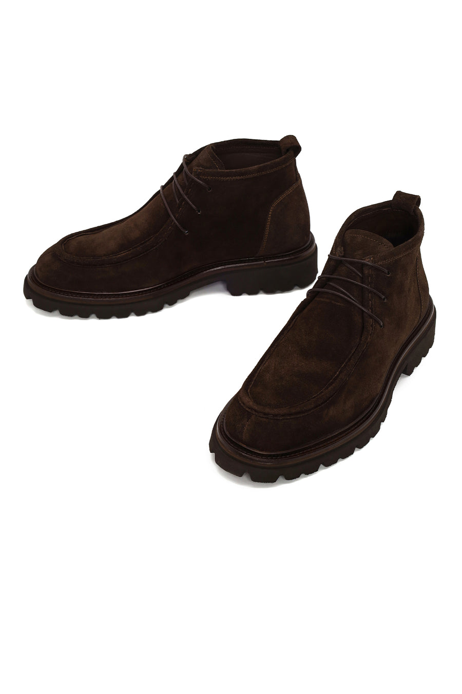 Male Brown Lace-up Thick-soled Suede Boots
