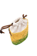 Women's Yellow Green Long Strap Straw Crossbody Bag | Derimod