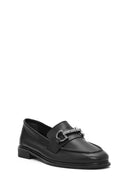 Kadın Siyah Tokalı Deri Maskülen Loafer | Derimod