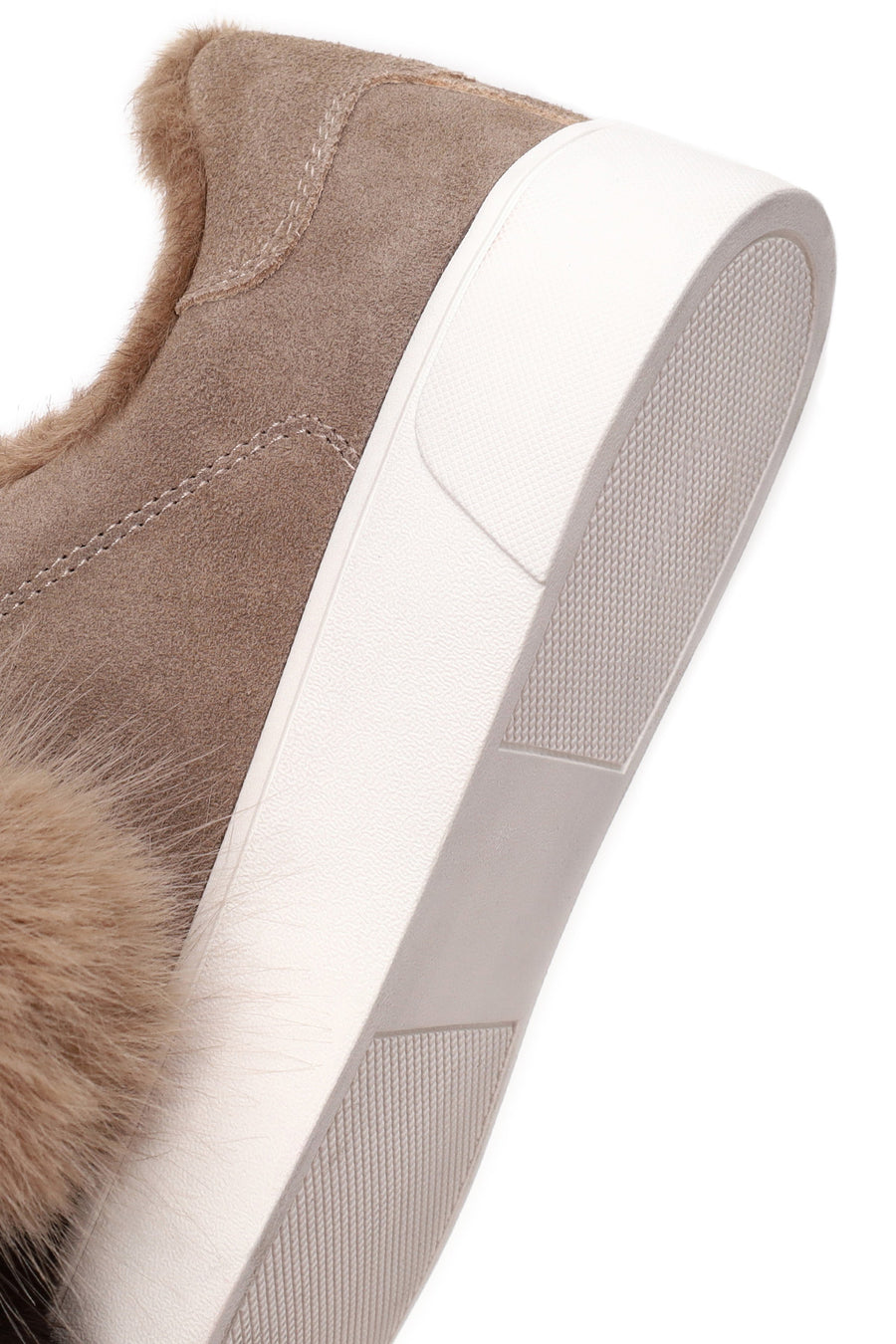 Kadın Vizon Bağcıklı Charmlı Süet Deri Teddy Sneaker
