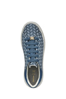 Geox Kadın Mavi D Spherica Ec4.D - Em. Tex + Sy Bağcıklı Desenli Kalın Tabanlı Sneaker | Derimod