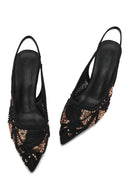 Woman Black Backless Sequin-Patterned Stiletto-Heel Shoes | Derimod