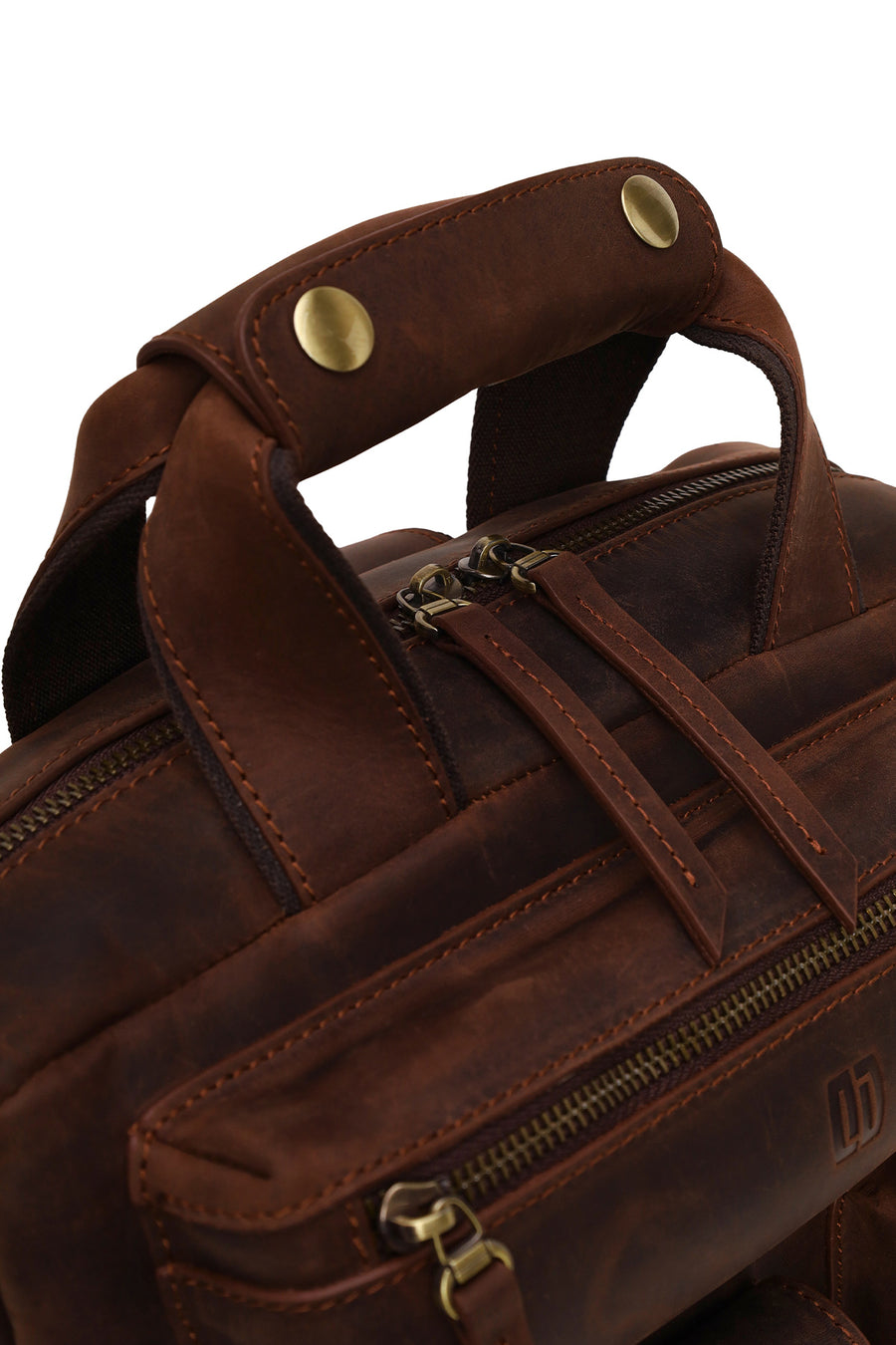 Male Brown Leather Backpack