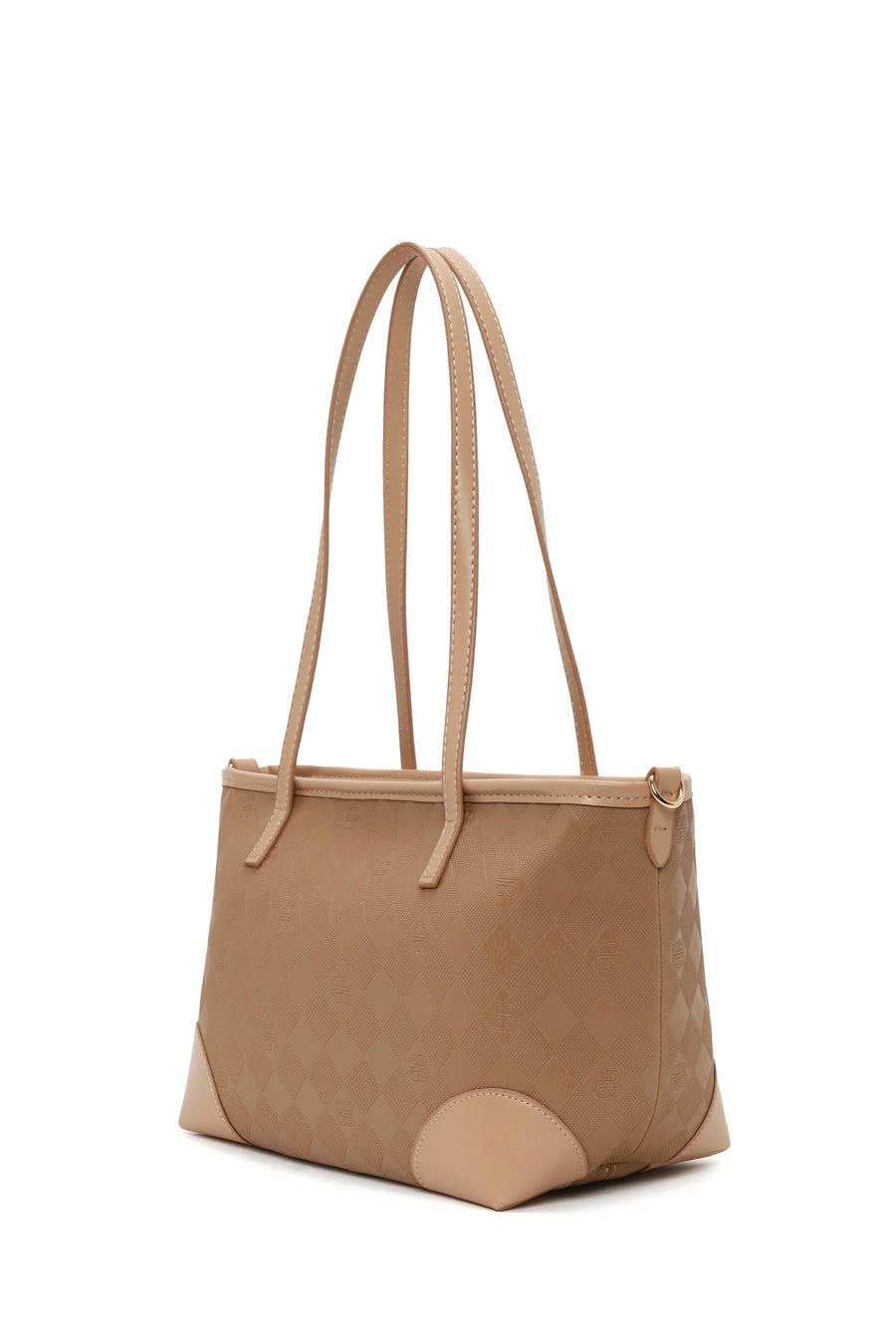 Woman Beige Long-Strap Printed Shoulder Bag