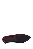 Women Burgundy Short Thin Heeled Suede Leather Stiletto | Derimod