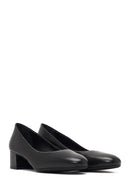 Derimod Flex Women Black Thick Heeled Leather Shoe | Derimod