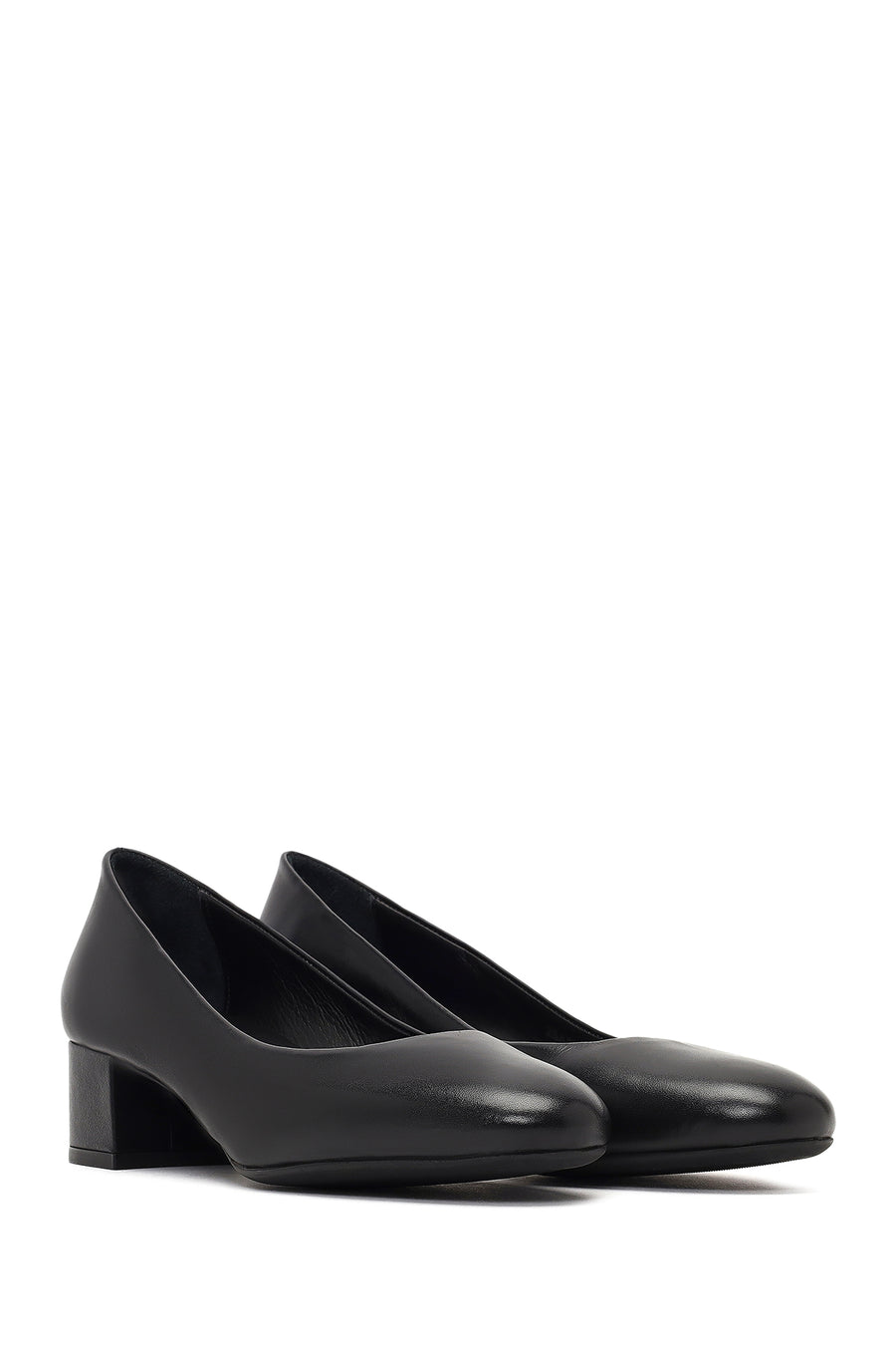 Derimod Flex Women Black Thick Heeled Leather Shoe