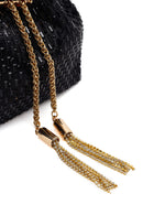 Women's Black Long Chain Strap Stone-Embellished Mini Evening Bag | Derimod