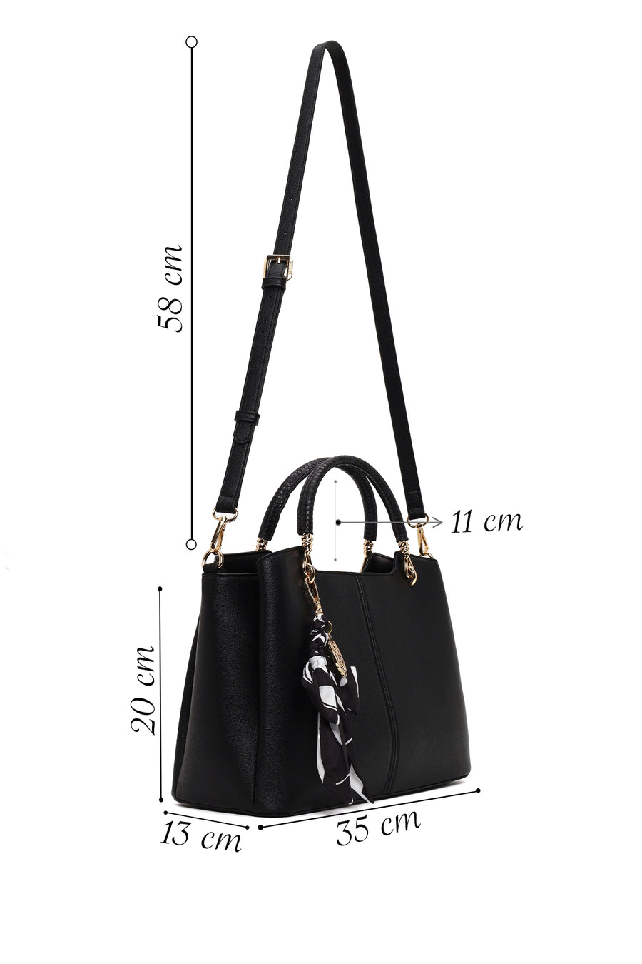 Woman Black Long-Strap Accessory Shoulder Bag