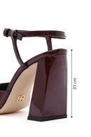 Women's Burgundy Thick Heeled Patent Leather Shoes | Derimod