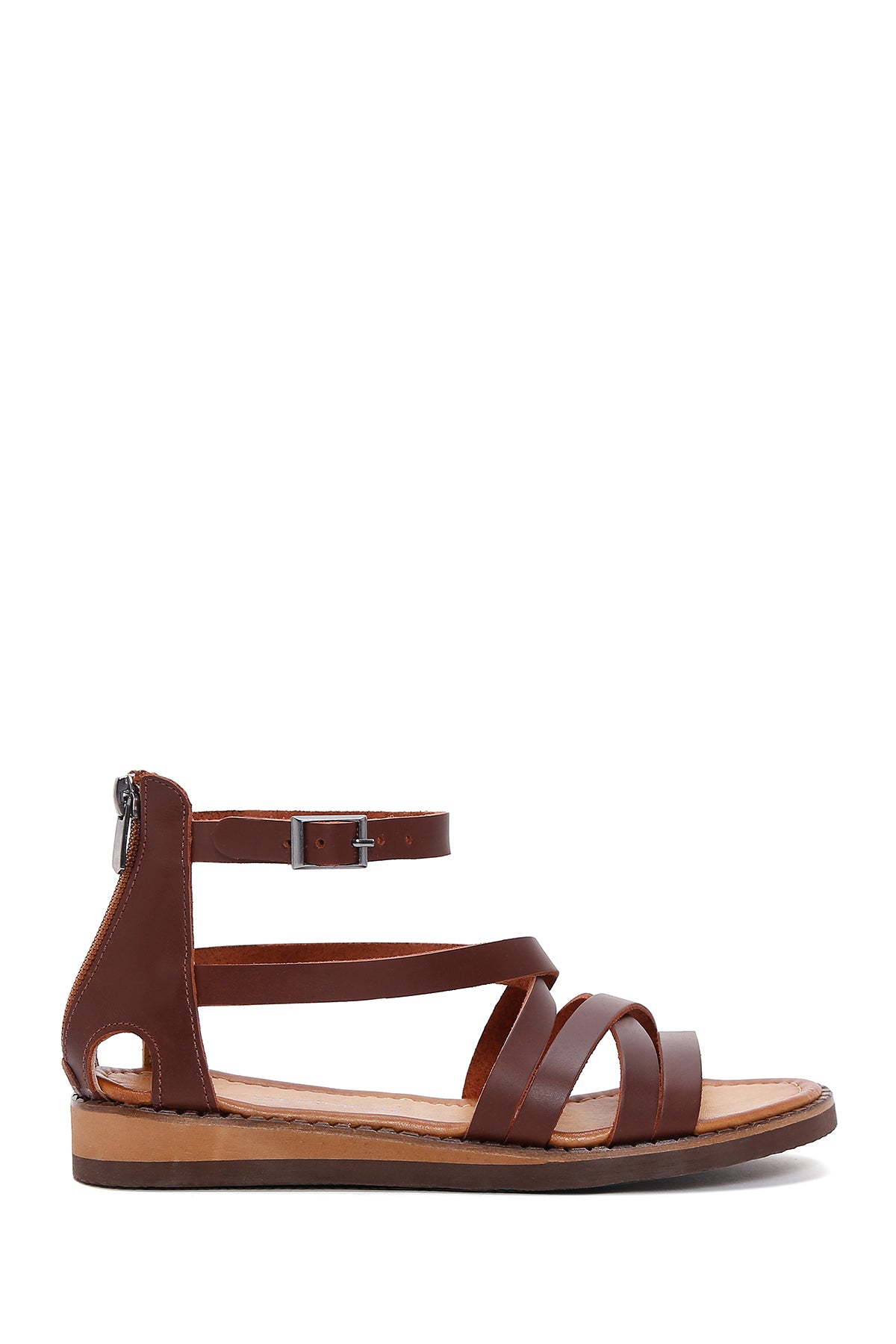 Women's Brown Leather Bodrum Sandals 24SFD310118 | Derimod