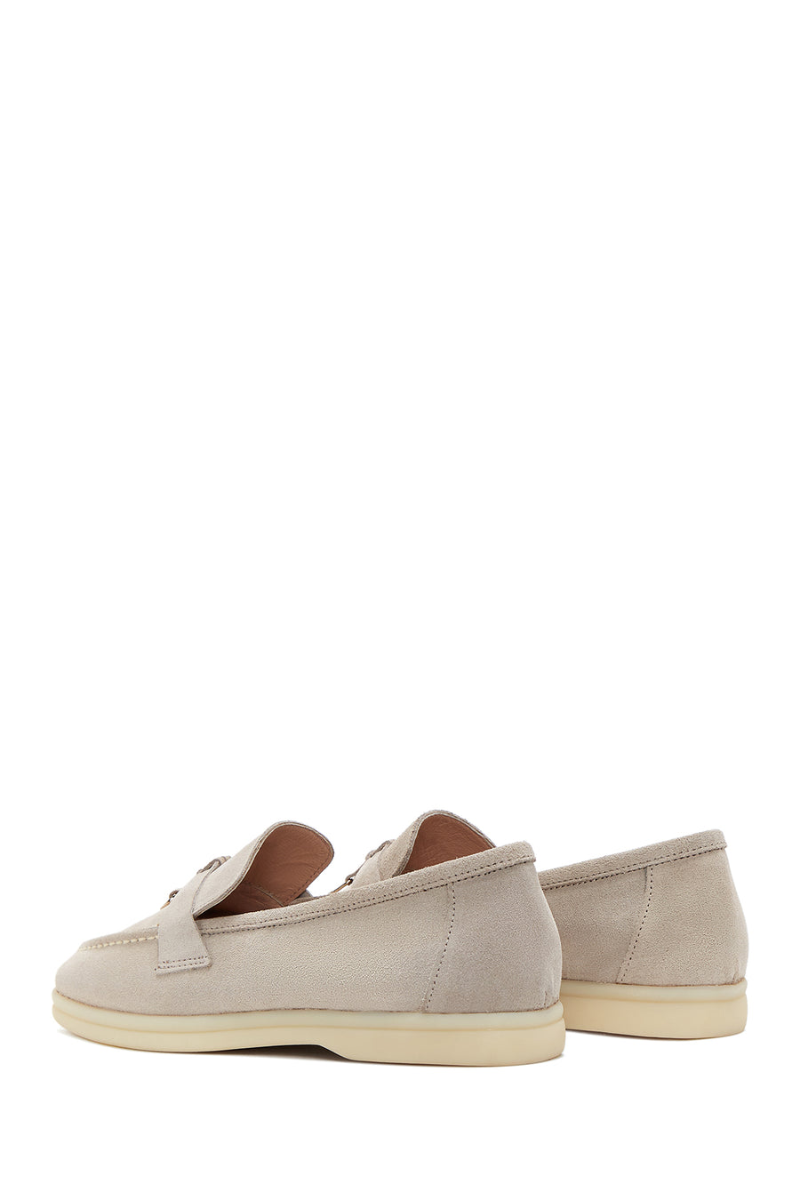 Women's Beige Suede Leather Masculine Loafer