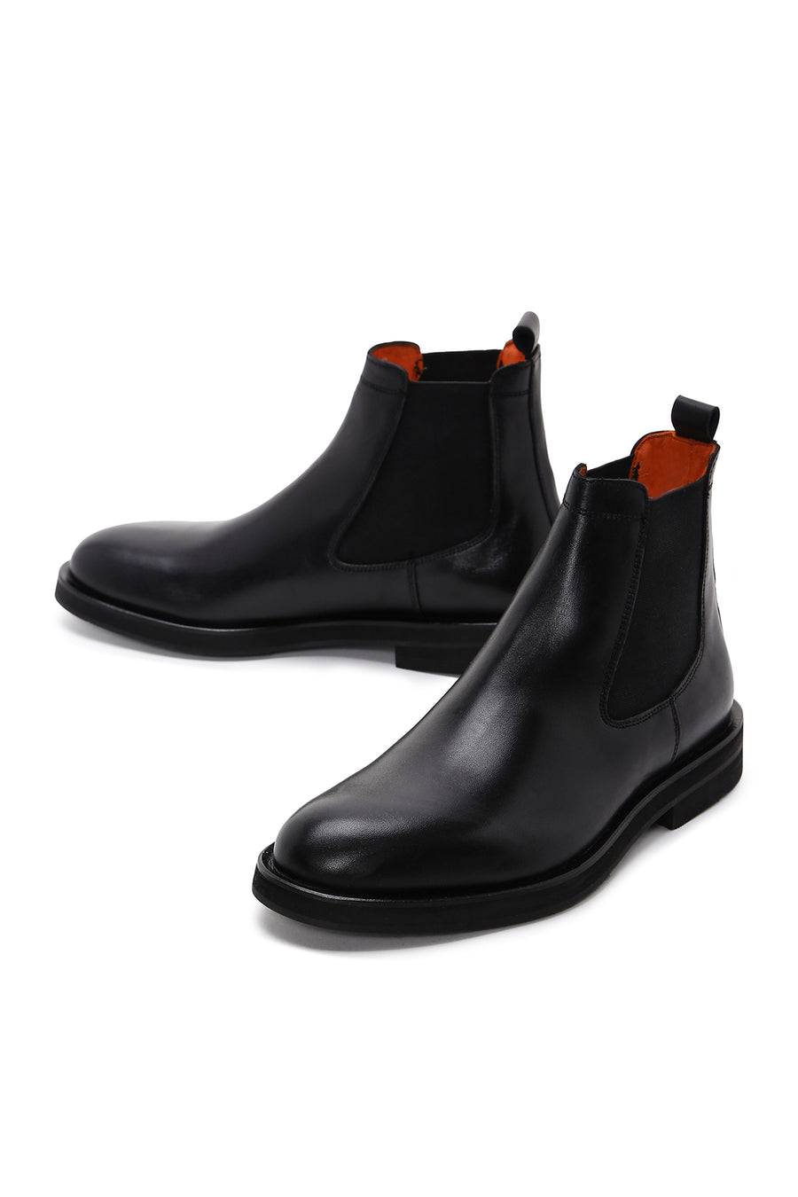 Men's Black Leather Casual Chelsea Boots