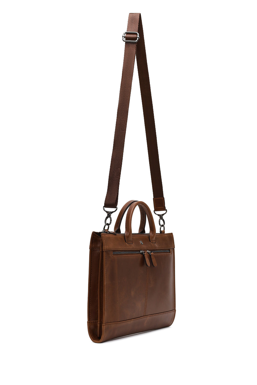 Men's Brown Long Strap Leather Briefcase