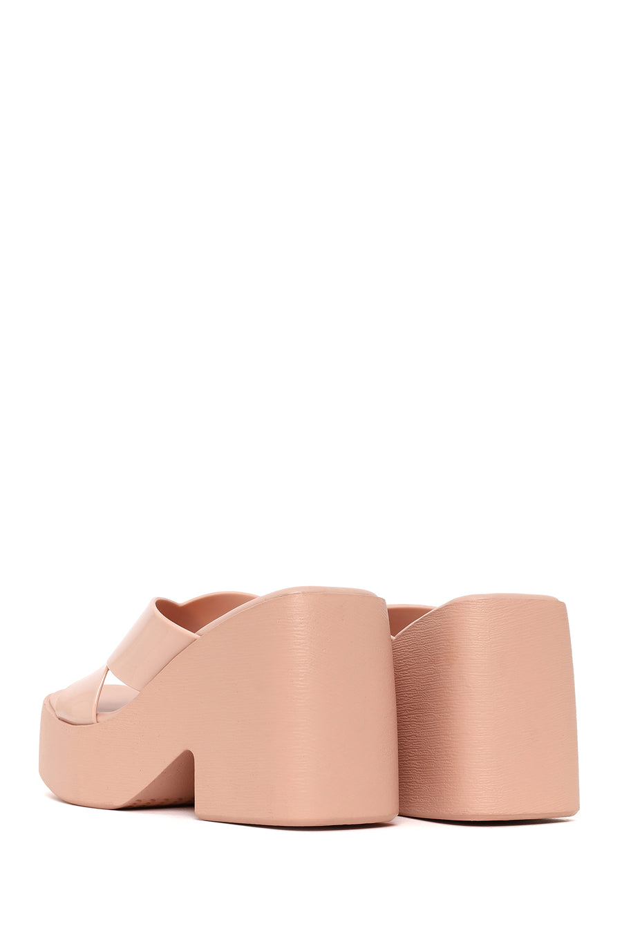 Woman Beige Chunky-Heel Platform Jelly Slippers