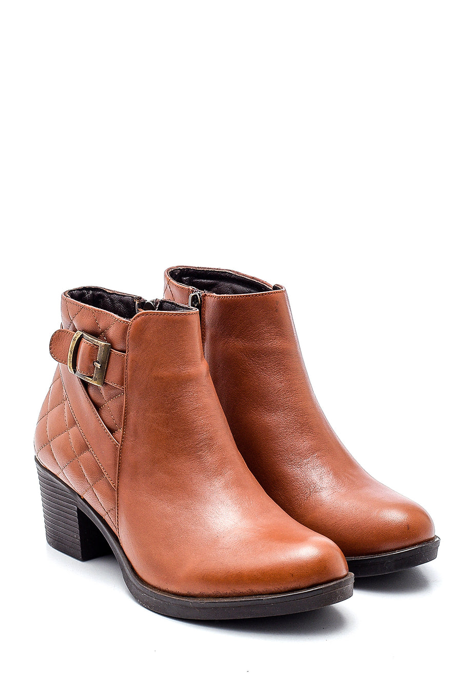 Women's Leather Quilted Detailed Boots