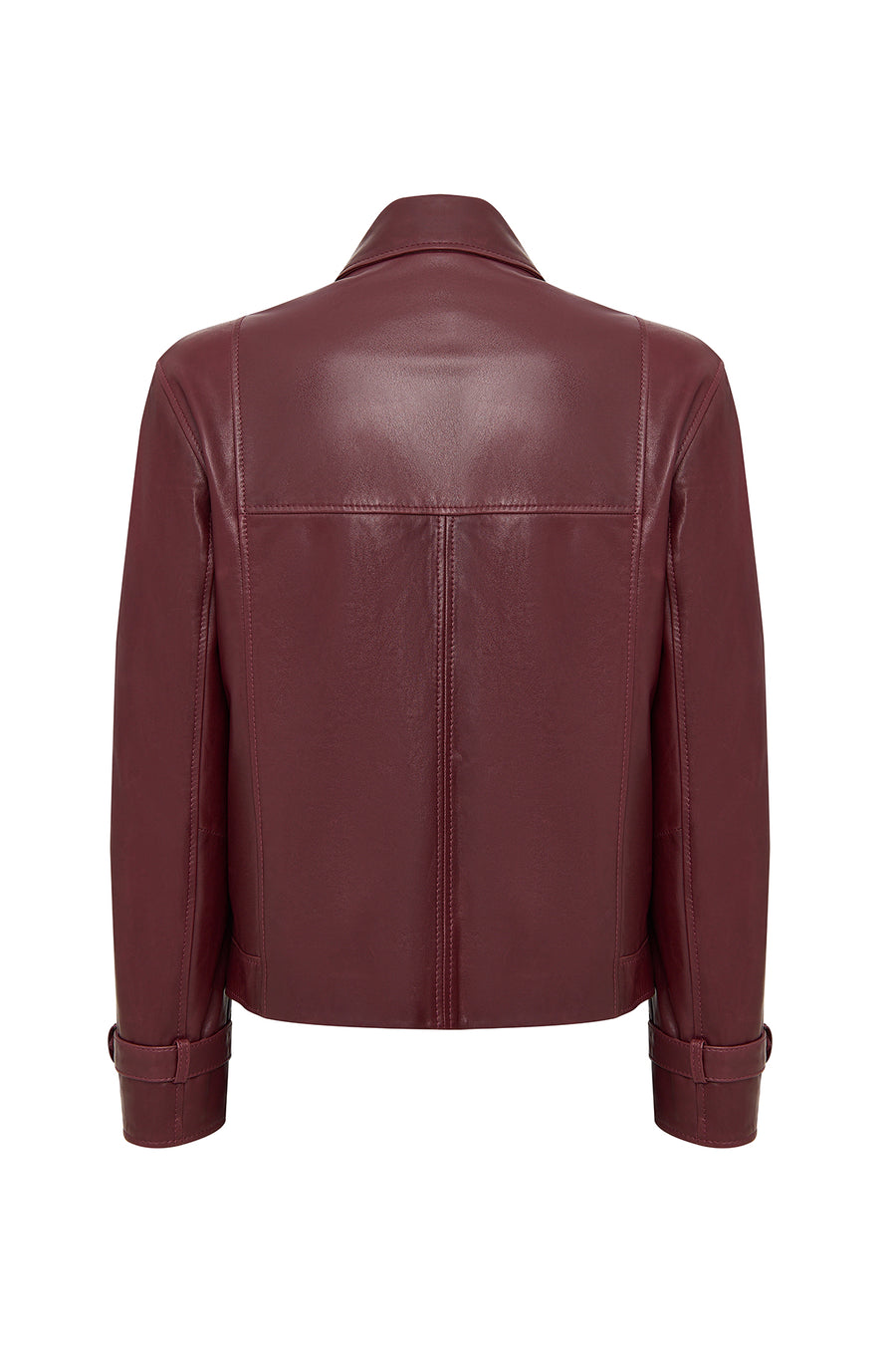 Paloma Women's Burgundy Short Oversize Biker Leather Jacket