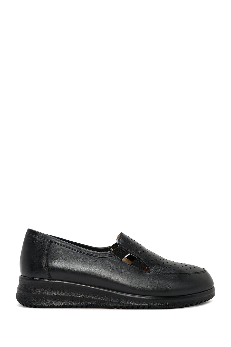 Kadın Siyah Dolgu Topuklu Deri Comfort Loafer 26PFD410318 | Derimod