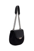 Woman Black Chain Long-Strap Braided Crossbody Bag | Derimod