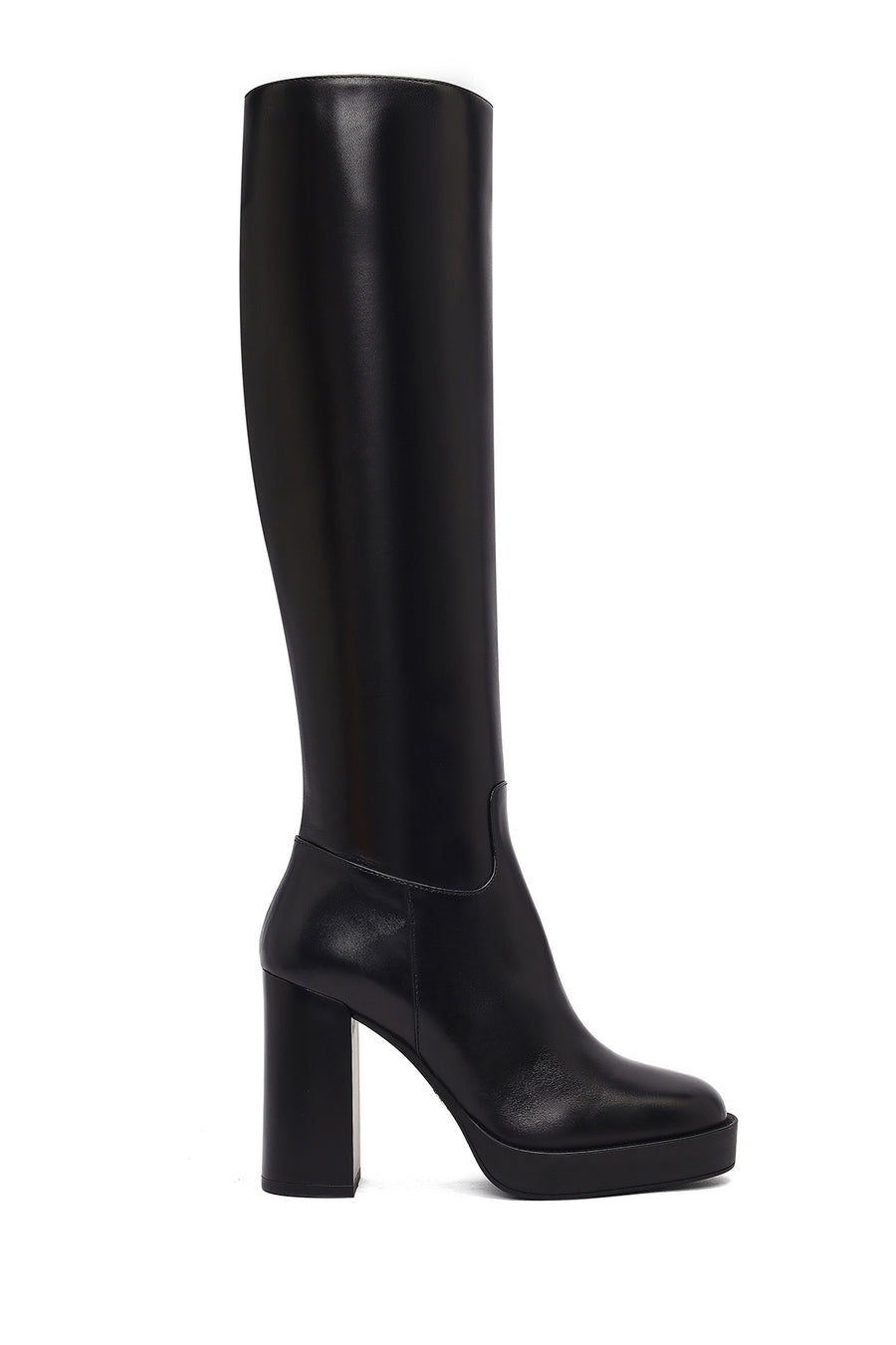 Woman Black Zippered High Heels Leather Boot 25WFD100418 | Derimod