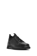 Erkek Siyah Bağcıklı Deri Sneaker | Derimod