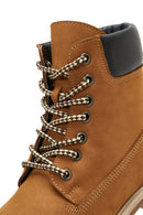Women's Tan Lace-Up Nubuck Leather Boots | Derimod