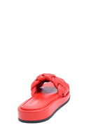 Women's Leather Knit Detailed Slippers | Derimod