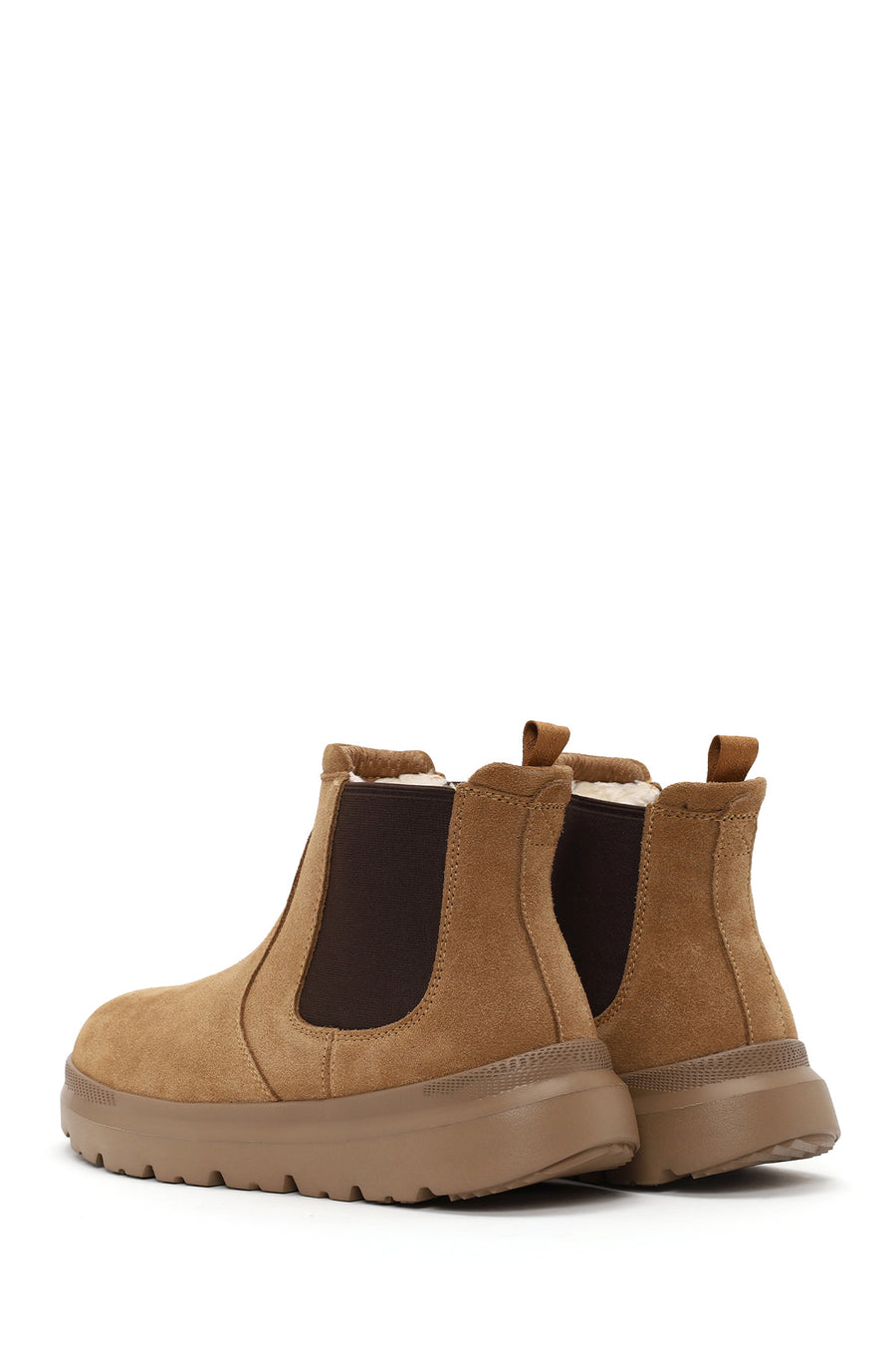Male Camel Thick-Soled Suede Chelsea Boots