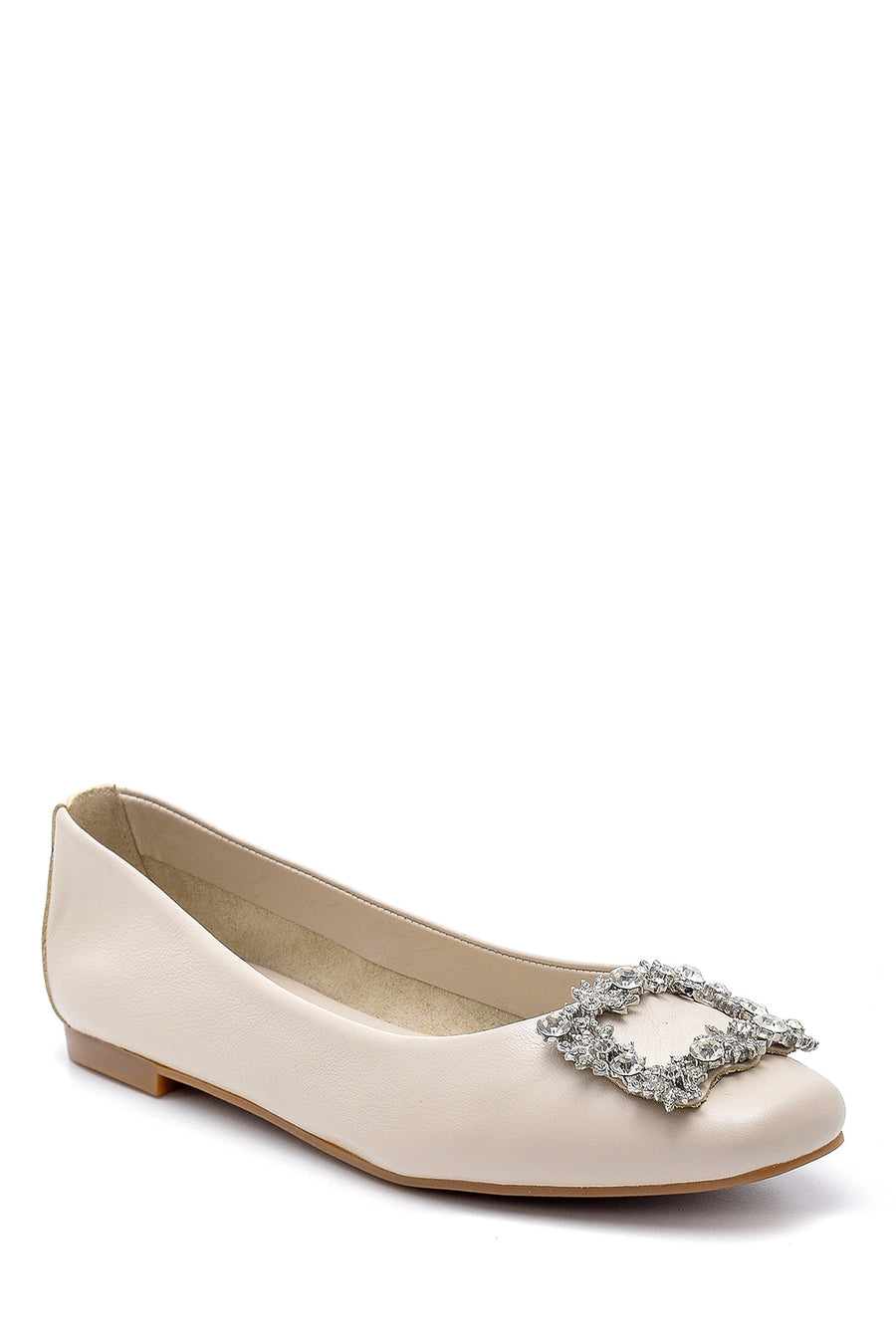 Women's Leather Stone Ballerinas