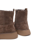Woman Mink Zip Closure Thick-Soled Suede Boots | Derimod