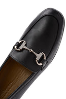 Women's Black Buckle Detailed Leather Masculine Loafer | Derimod
