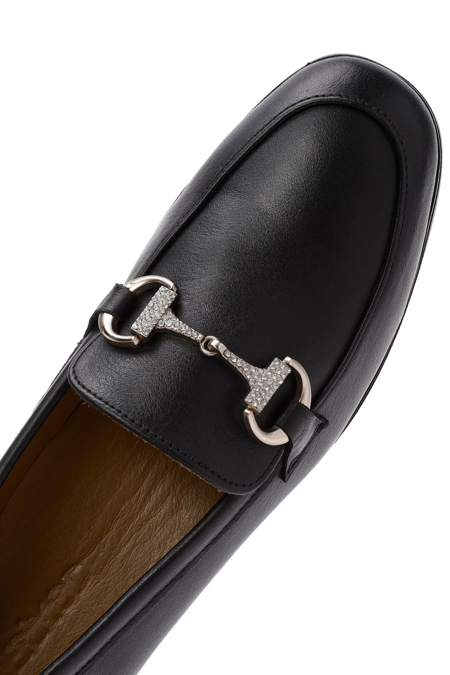 Women's Black Buckle Detailed Leather Masculine Loafer