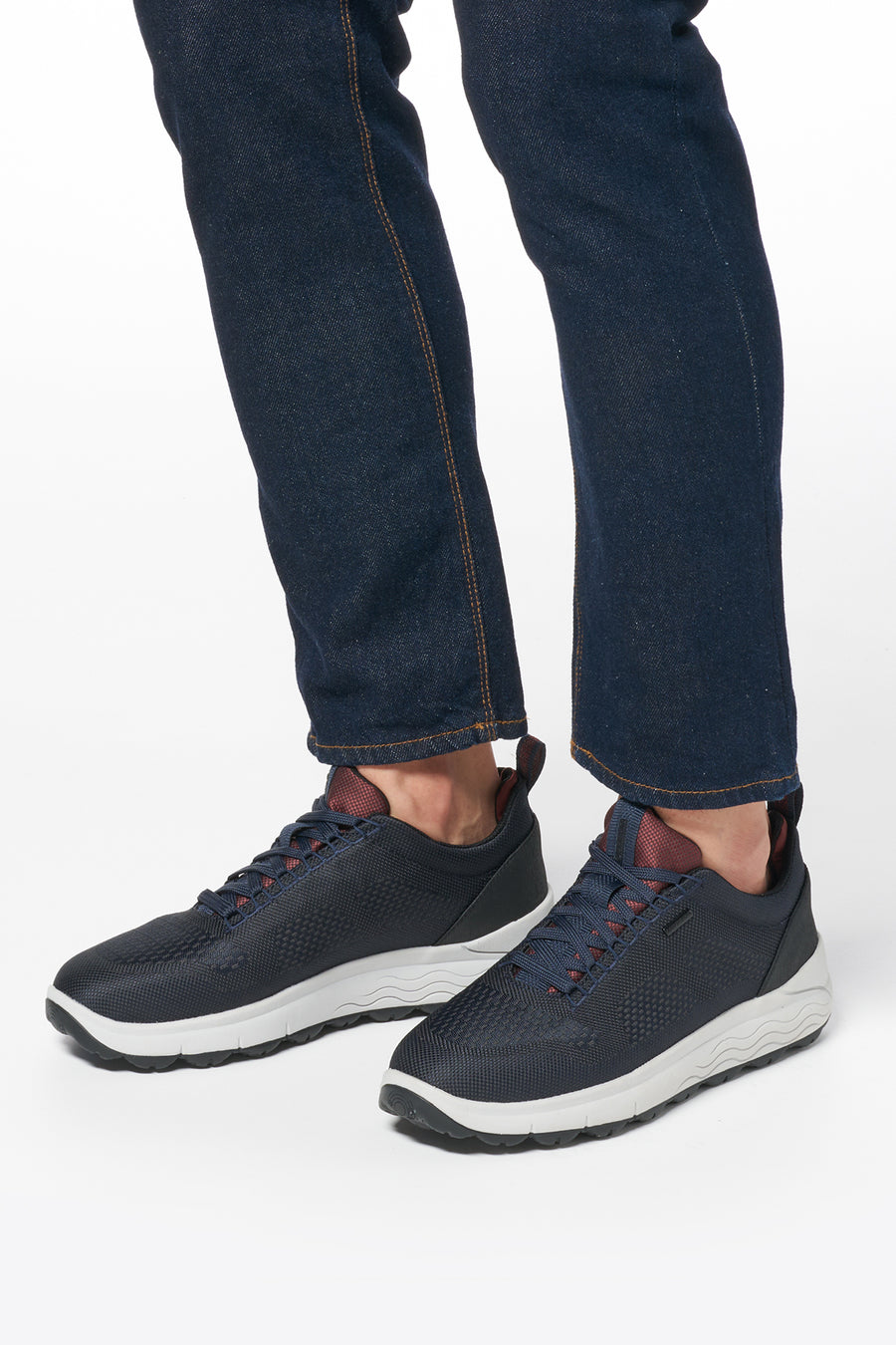 Geox Men's Navy Blue Spherica 4x4 Abx Laced Waterproof Leather Sneaker