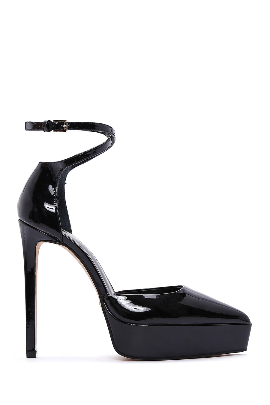 Woman Black Ankle Buckled Platform High-Heeled Patent Leather Leather Shoes AF110004DR | Derimod