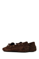 Women's Brown Tassel Suede Leather Loafer | Derimod