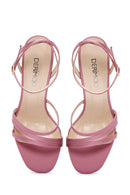 Women's Pink Ankle Strap Heeled Sandals | Derimod