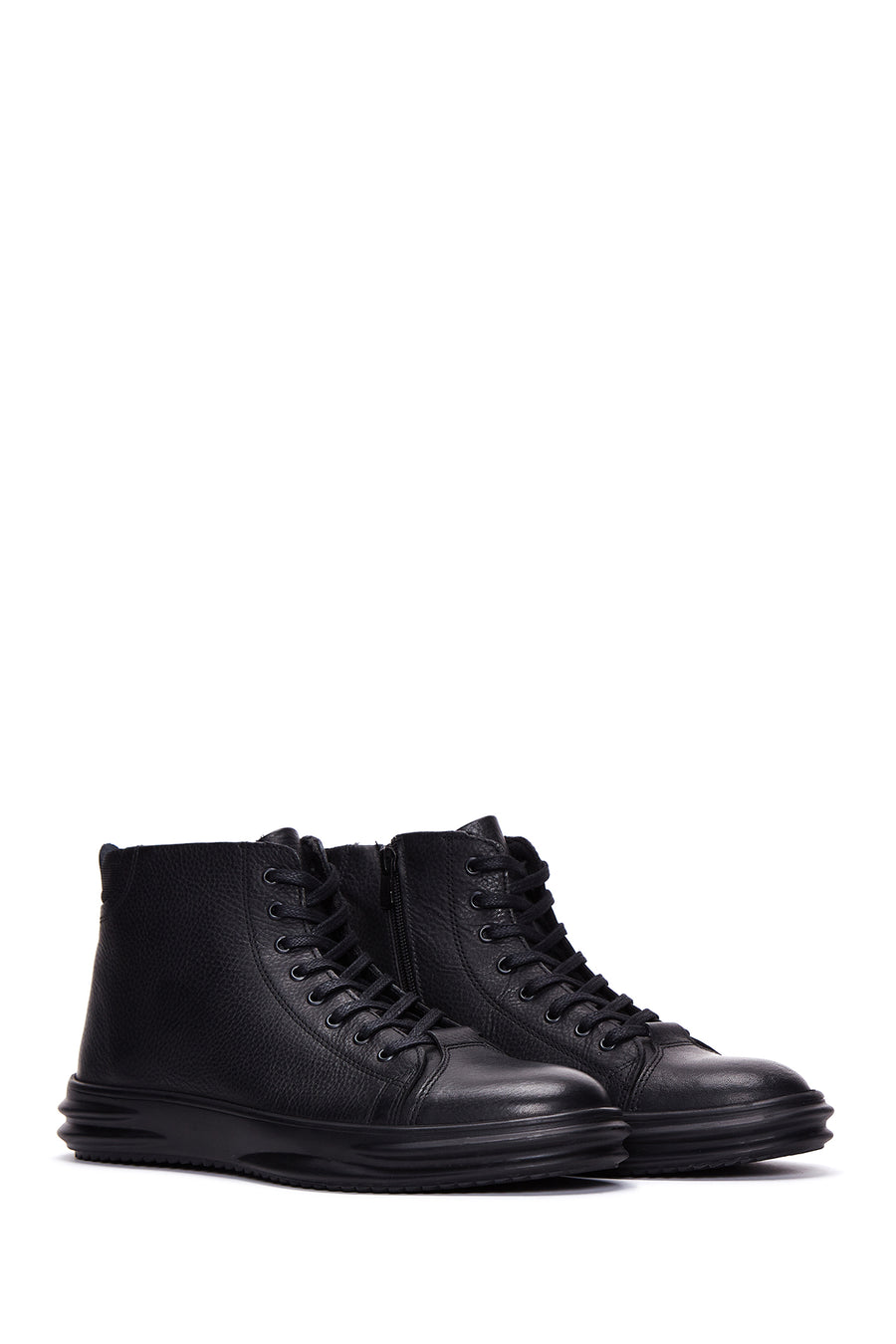 Men's Black Leather High Top Sneaker
