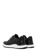 Erkek Siyah Bağcıklı Deri Casual Sneaker | Derimod