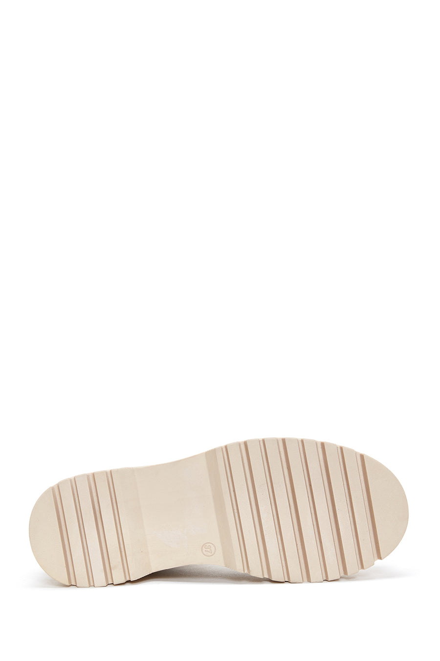 Women's Beige Leather Thick Soled Boots
