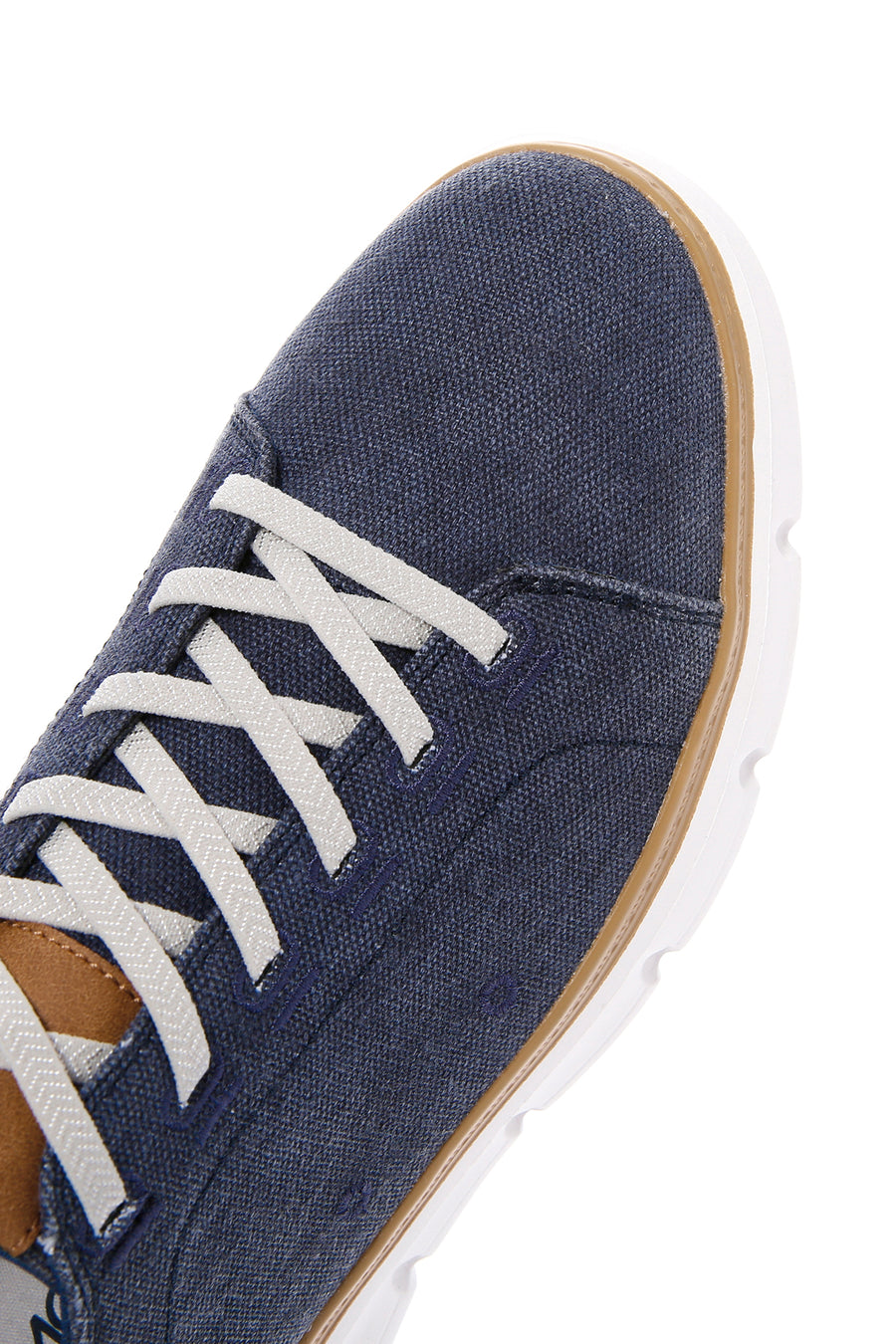 Men's Navy Blue Lace-Up Thick Sole Fabric Sneaker